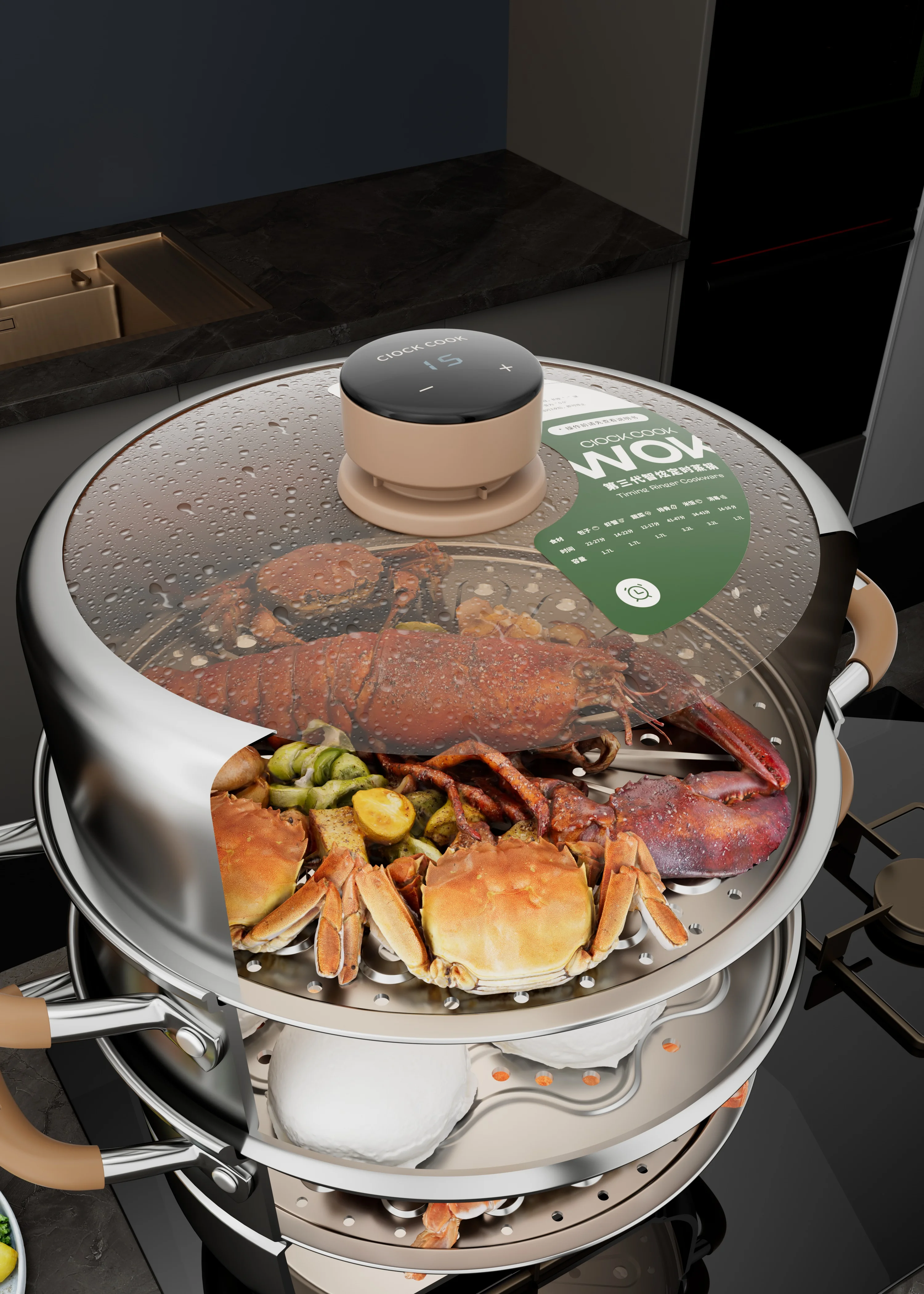 A steamer that can be timed; 304 stainless steel material; Triple thickened stockpot; Induction cooker open flame universal