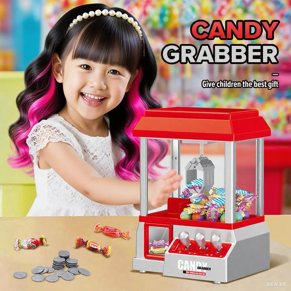 Machine à griffes électronique Machine à bonbons Arcade Machine à griffes rétro carnaval musique et 24 spécifications jeu d'anniversaire bonbons enfants jouets