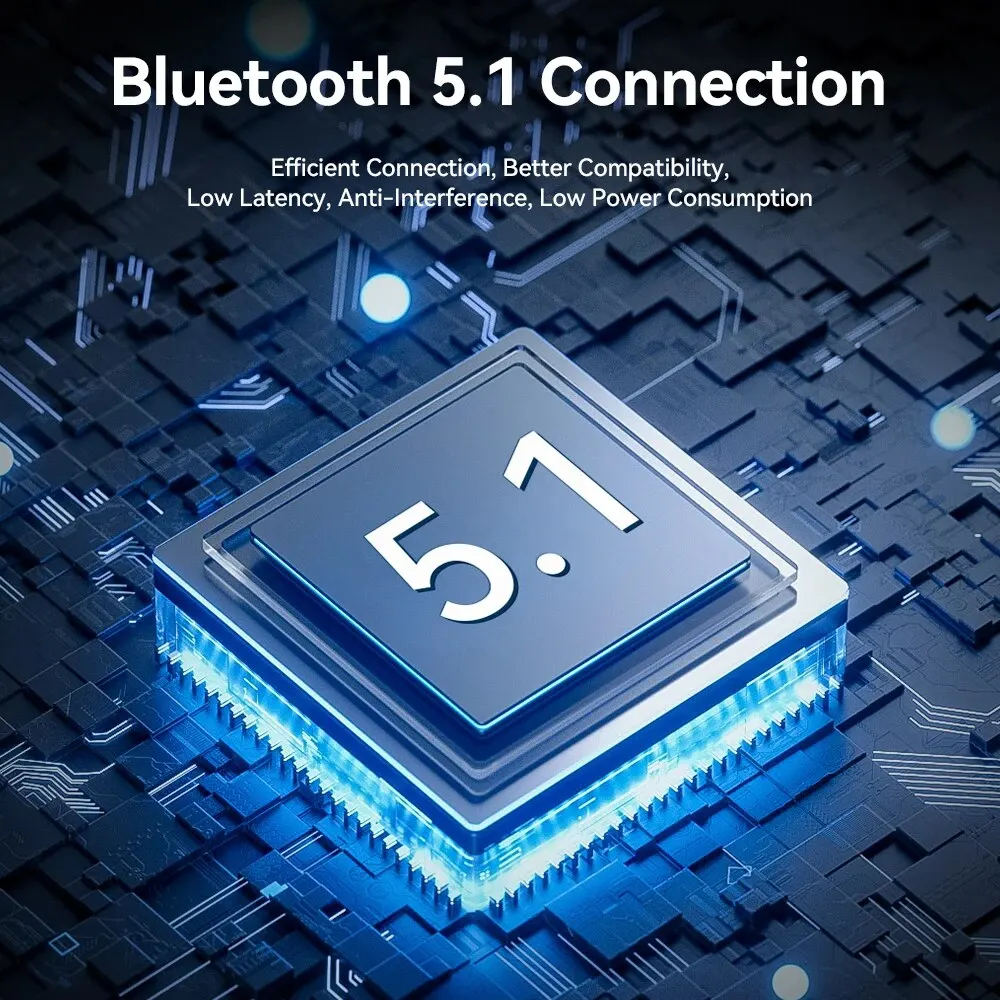 WEKOME V51 TWS 무선 블루투스 5.1 이어폰, 투명 스타일, 저지연 13mm 드라이버, 하이파이 음악 이어버드 헤드폰