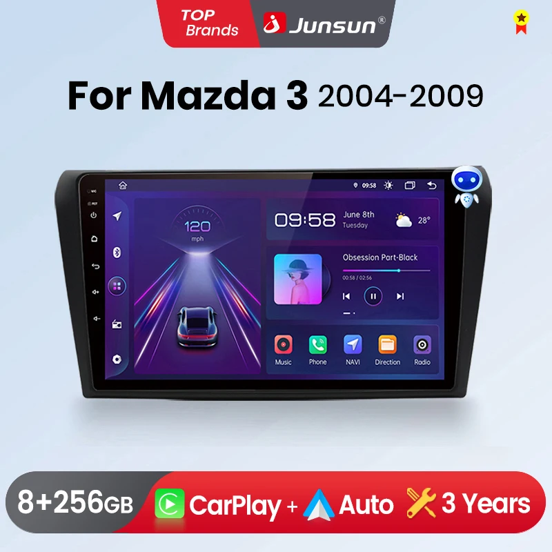 Junsun Wireless CarPlay Android Auto Car Radio for Mazda 3 bk maxx axel 2004-2013 GPS Intelligent Systems Multimedia radio