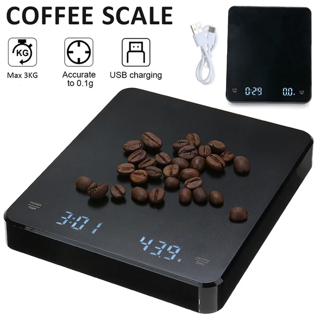 3kg 0.1g Recharging Electronic Scale Built In Auto Timer Pour Over Espresso  Smart Coffee - Kitchen Scales - AliExpress