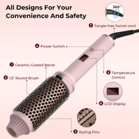 Curling Iron Brush PTC Heated Thermal Brush Ceramic Hair Curler Hot Brush Create Loose & Volume Curls Heating Hair Styling Brush 2