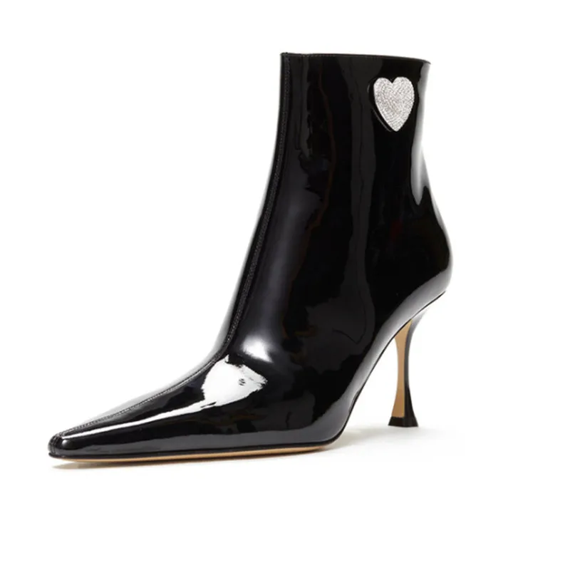 

2022 New Women's Ankle Boots Stiletto Heart-shaped High-heeled Boots Elegant Fashion Workplace Workplace Banquet Women's Boots