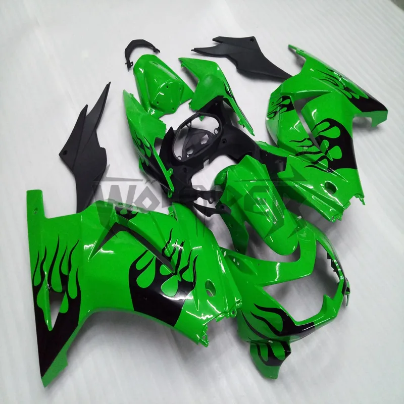 

injection Fairings kit ZX250R EX250 2008 2009 2010 2011 2012 black flames green ZX 250R 08-12 bodywork kit motorcycle fairings