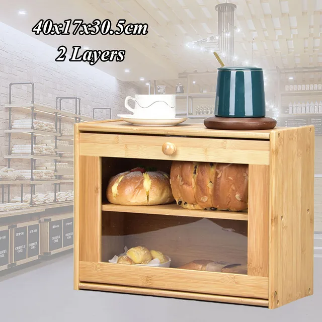 Panera de madera con tapa persiana 15 x 34.7 x 25.3 cm. Contenedor