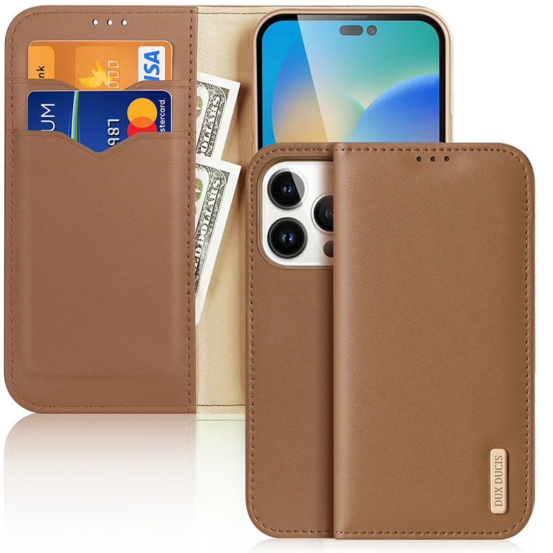 Hot Sales Dux Ducis Luxury Genuine Leather Wallet Case For Iphone 15 14 13 Iphone15 Pro Max Plus Vintage Card Flip Cover Bag