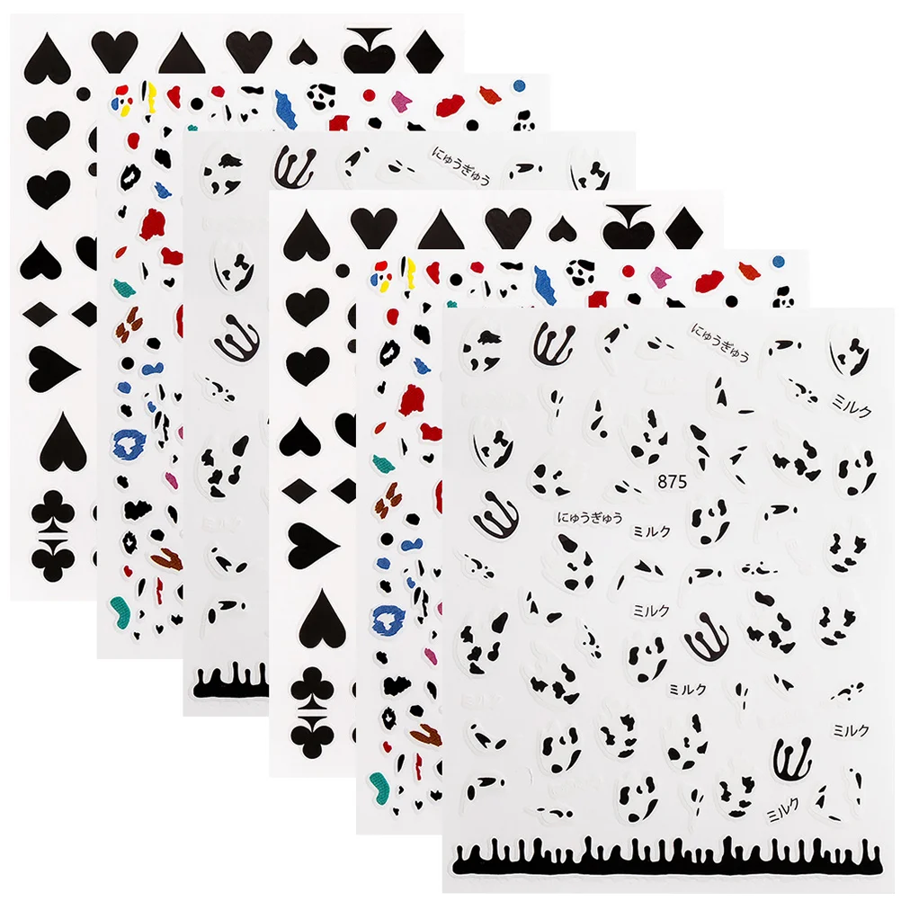 

Western Nail Charms Self-adhesive Decals Kit Stickers for Design DIY Cow Print