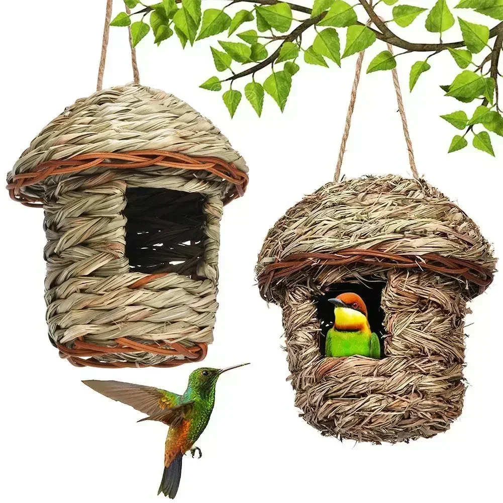 Handwoven Straw Bird Nest Parrot Hatching Outdoor Garden Hanging Hatching Breeding House Nest Bird Accessory Pet Products