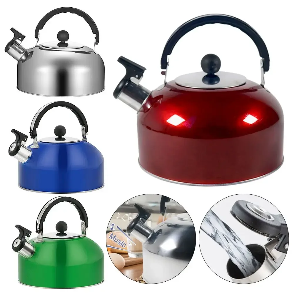 3L Stainless Steel Teapot Stove Gas Water Kettle Whistling Kettle Teapot for Trips Hiking Cooking Teakettle Ergonomic Handle whistling teapot