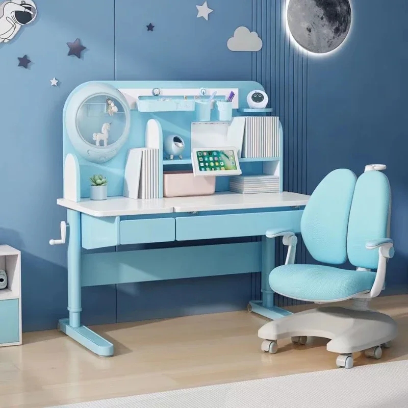 Solid Wood Children's Study Table Liftable Students Household Writing Table Chair Set Escrivaninha Para Quarto Modern Furniture
