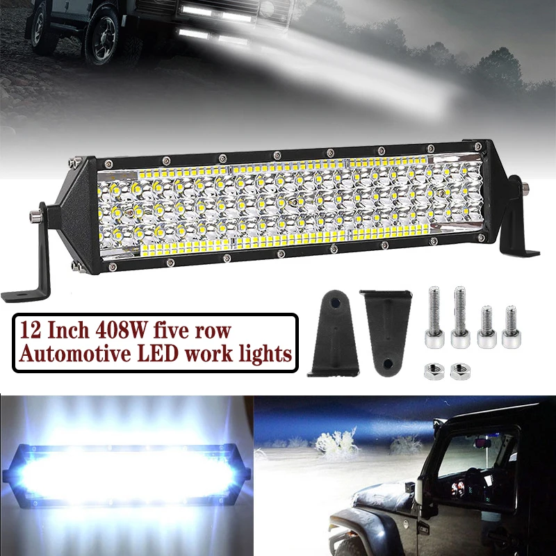 

408W 12Inch Slim Spot Flood LED Bar Off Road For Car 4x4 Truck ATV SUV Boat lada Barra LED Lightbar LED Work Light 12V 24V