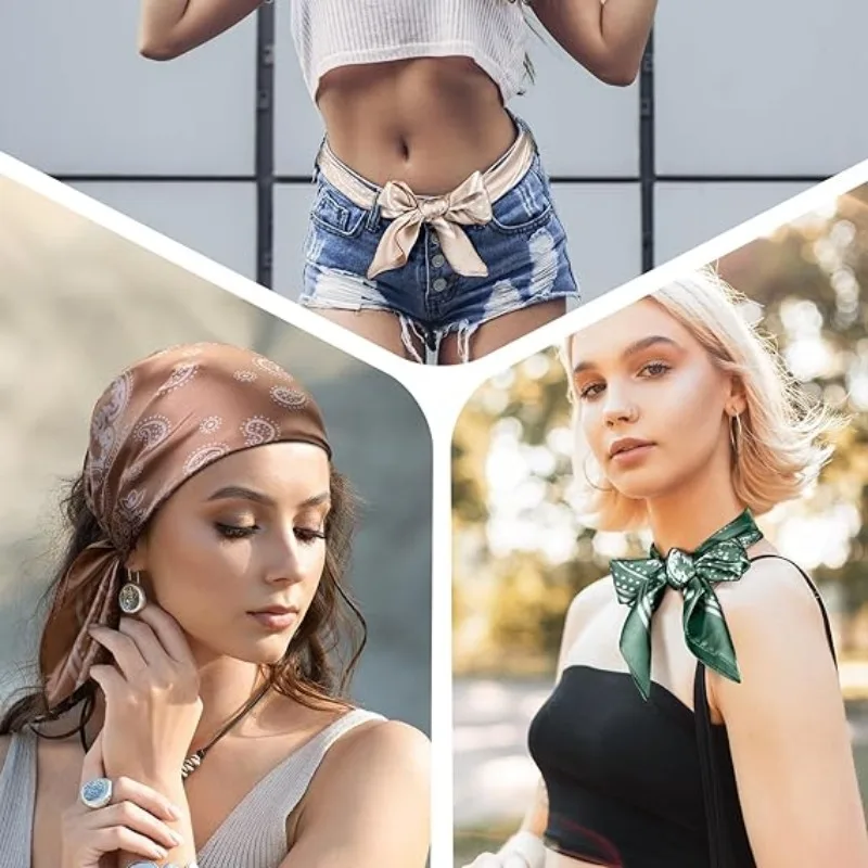 Spring and Summer Thin Satin Square Scarf