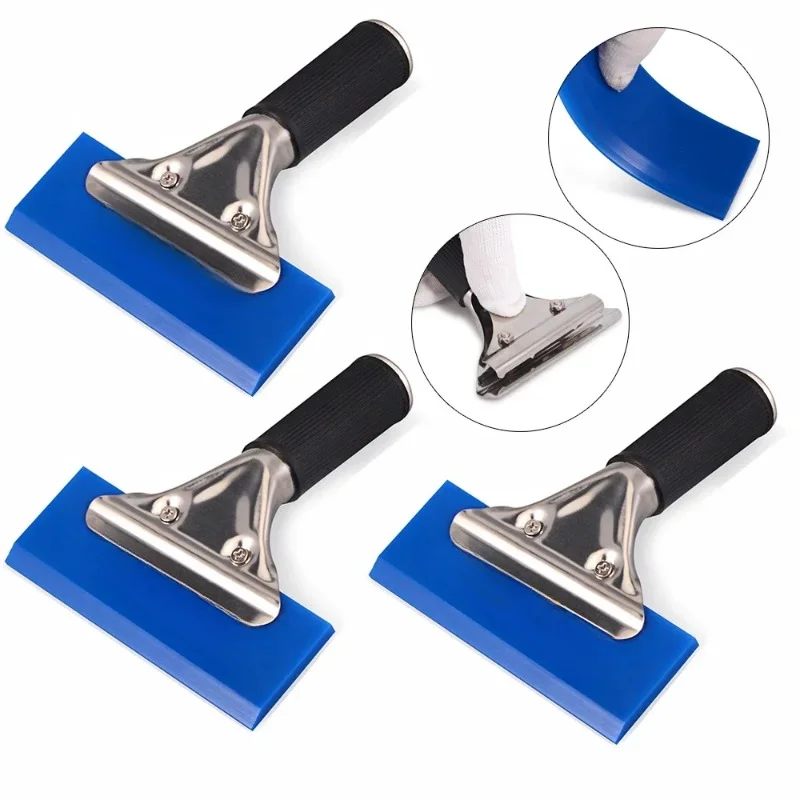 BlueMax Rubber Scraper Blades Shovel Handle Window Tint Glass Wash Cleaning Tool Carbon Film Wrapping Car Squeegee 1pc window cleaning tool