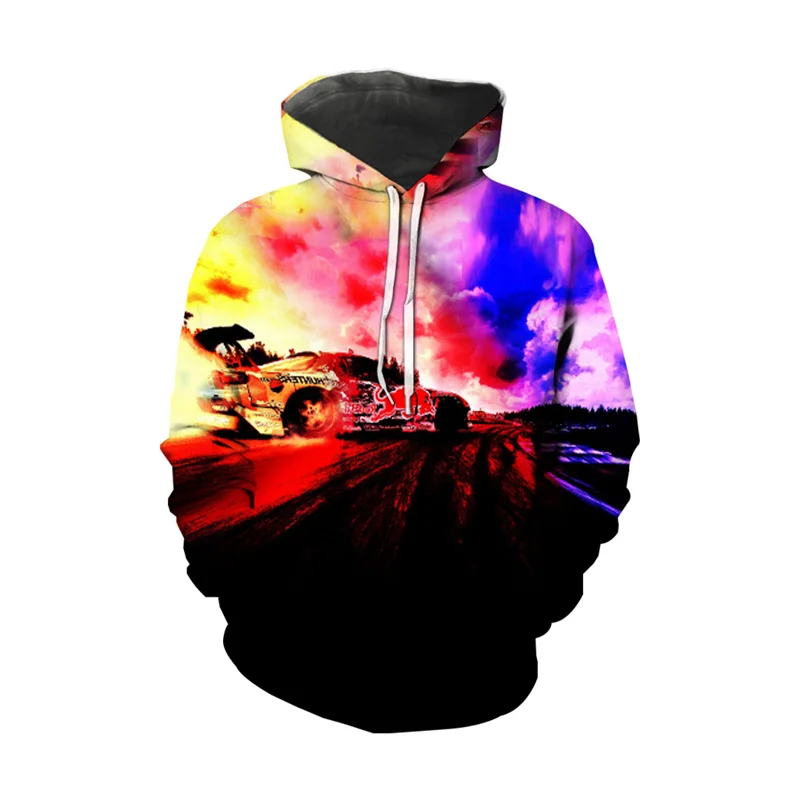 

Winter Women/Men's Sport Hoodies 3D Sports Car Print Pocket Tops Coat Loose Sweatshirt Long Sleeve Pullover Hooded Sweaters