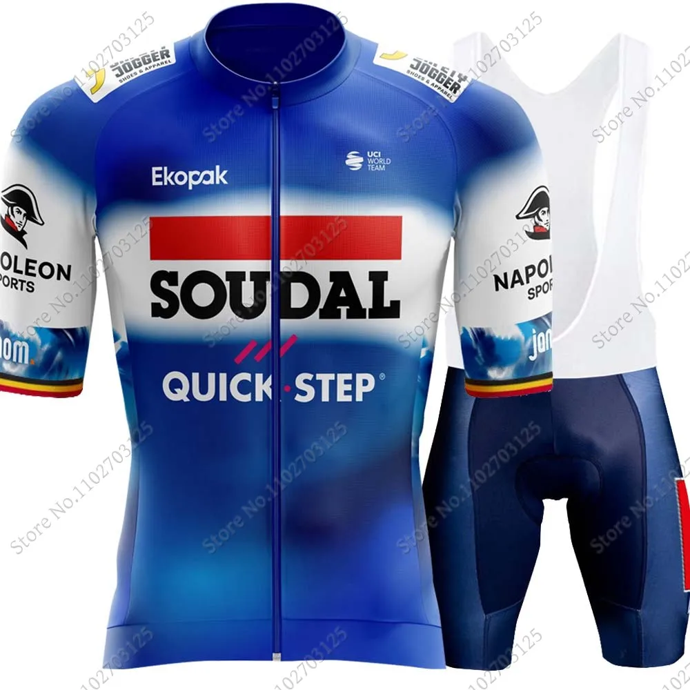 Belgium Soudal Quick Step 2024 Cycling Jersey Set Short Cycling Clothing Road Bike Shirts Suit Bicycle Bib Shorts MTB Wear Ropa