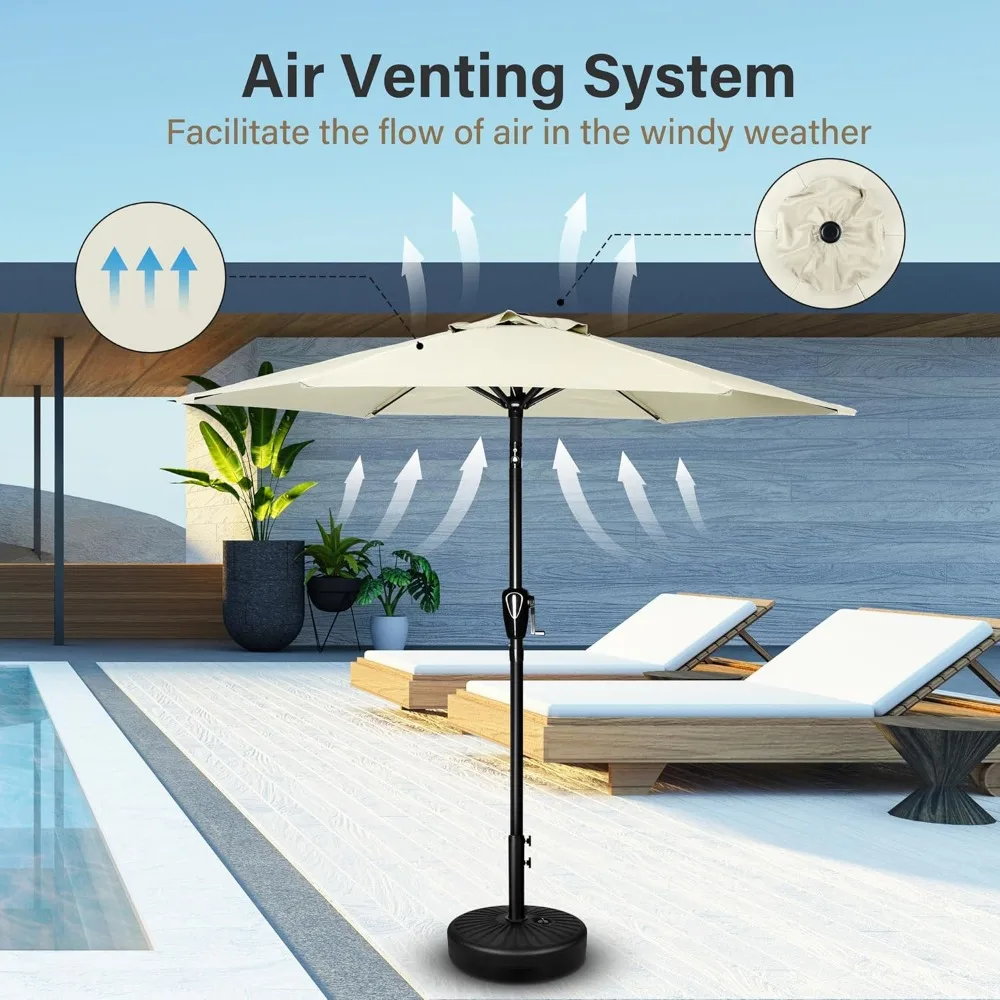 7.5ft Patio Umbrella, Outdoor Table Market Yard Umbrella with Push Button Tilt/Crank, 6 Sturdy Ribs, Patio Umbrellas 4