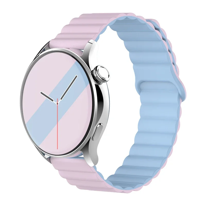 Universal Magnetic Loop Silicone Smartwatch Strap – 20mm/22mm Band with Adjustable Link Bracelet Design