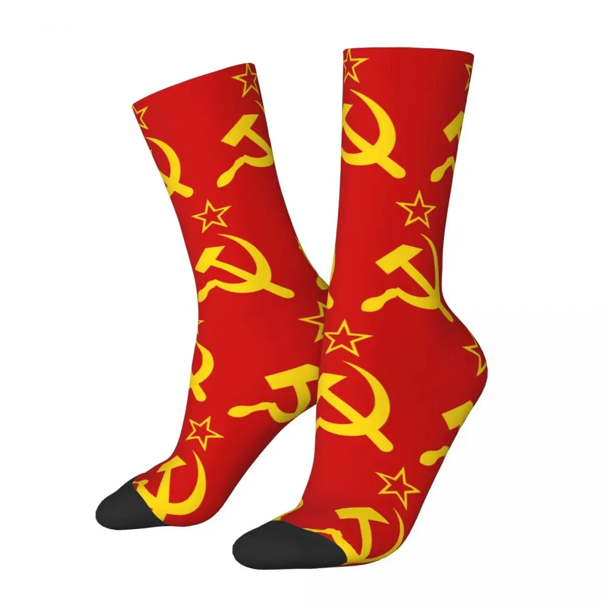 Vintage Soviet-Inspired Hammer & Sickle Flag Socks - Super Soft All-Season Stockings