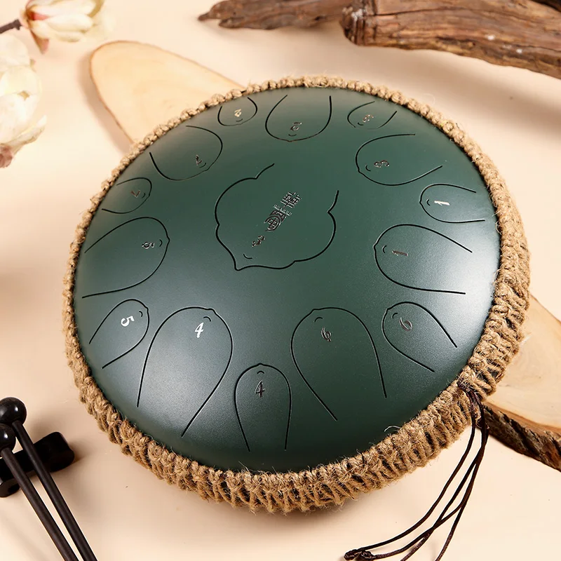Steel Tongue Drum 13 Inch 15 Tones D Key Tank Drum Tamborine Yoga Meditation Percuss Music Instrument Children's Day Gifts