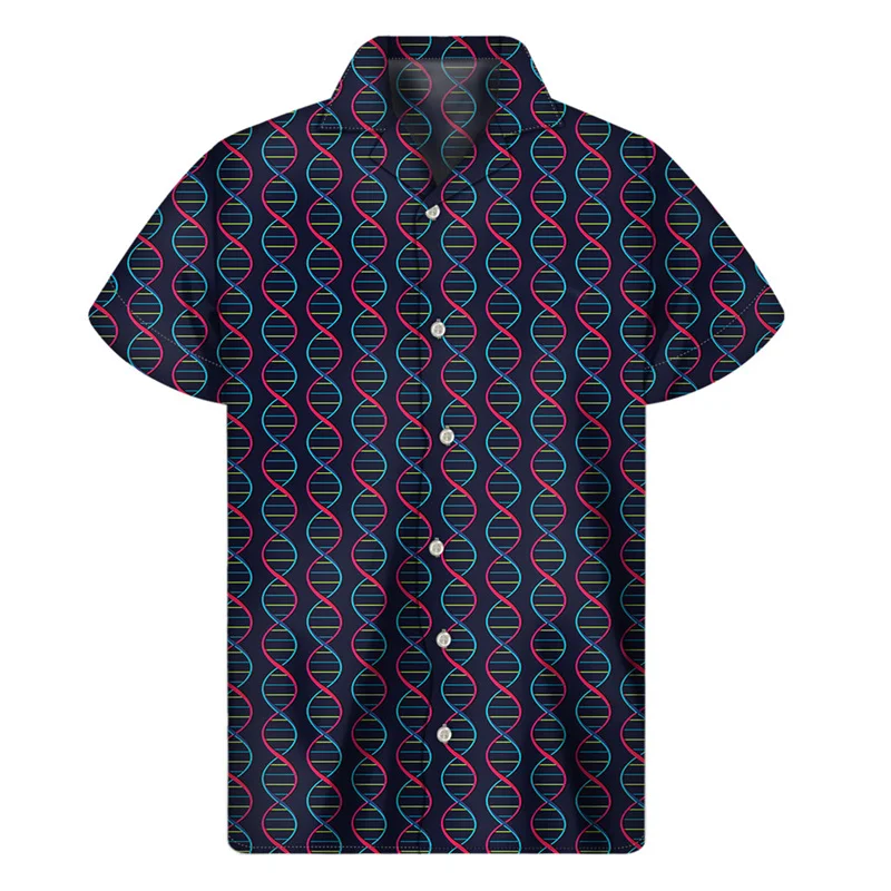 thumbnail image 1 of Camisas hawaianas con hélice de ADN impresas en 3D creativas para hombre, camisetas de moda de verano de manga corta con personalidad, camisa de playa, blusa con solapa, 1 of 4