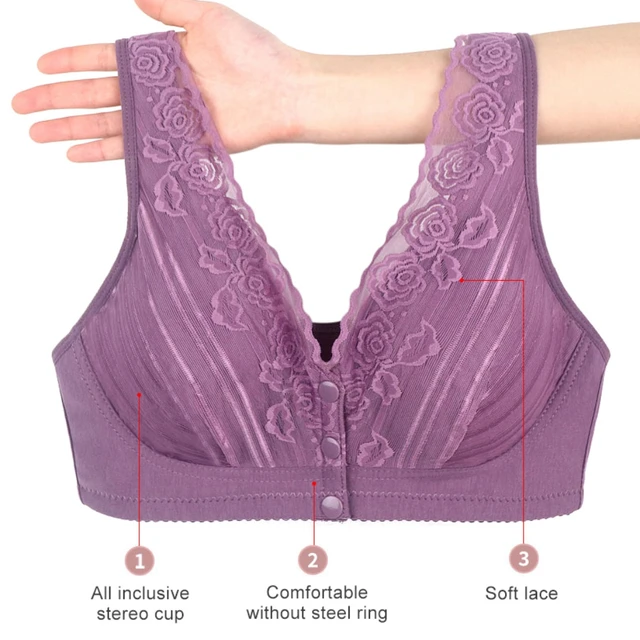 3 Pack Women's Zero Feel Lace Full Coverage Front Closure Bra Wireless  Front Buckle Sleep Bra Bralette For Large Breasts - AliExpress