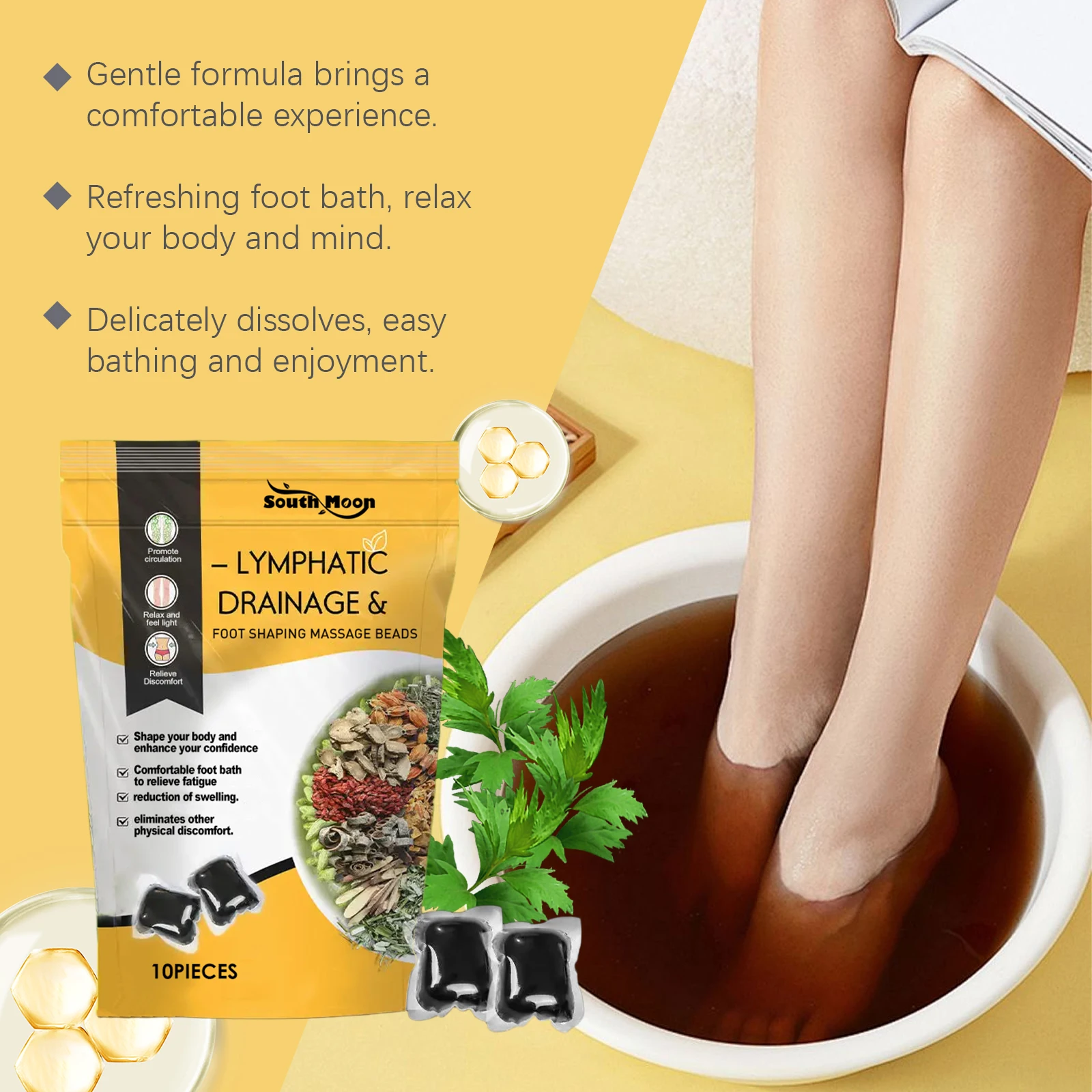 Lymphatic Drainage Foot Soak Beads Fast Fat Burning Remove Leg Edema Relax Body Improve Sleep Quality Spa Foot Bath Medicine Bag