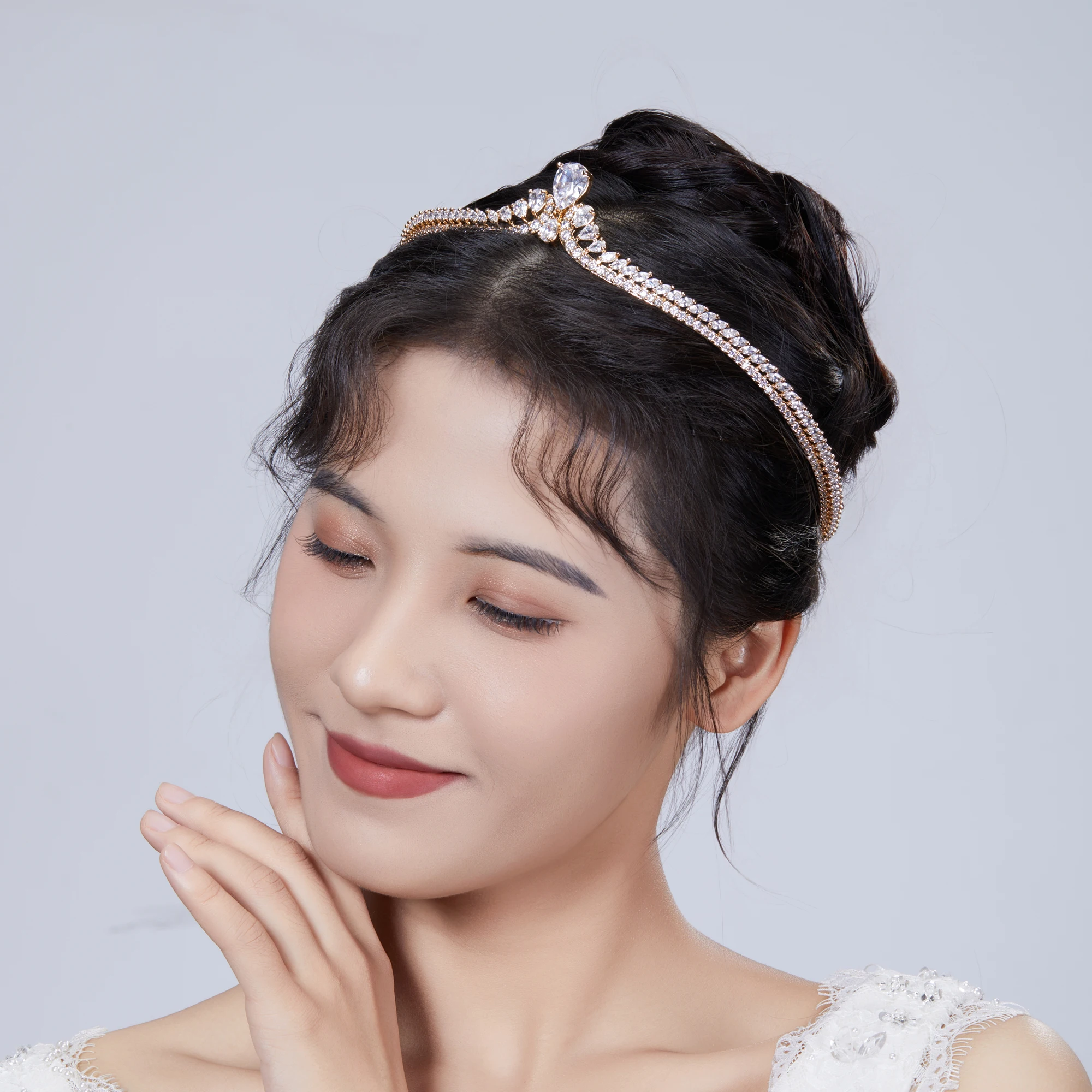 HAIKE 여성용 하이 퀄리티 지르콘 쥬얼리, 특별한 웨딩 연회 파티, 웨딩 원피스, 머리 장식, 왕관, 고급