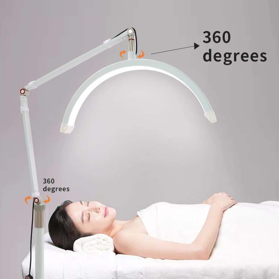 Lampe annulaire d'extension de cils LED demi-lune avec clip pour téléphone, beauté, soins de la peau, sourcils, tatoueur, esthéticiens, 180 gible