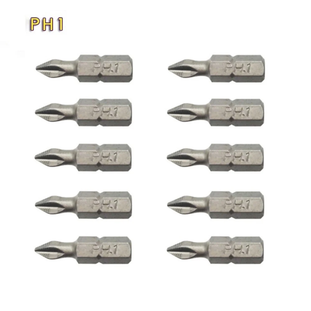 

10x 25mm Anti Slip Electric Hex Shank Magnetic Screwdriver Drill Bit Set Hex Shank Screw Driver Bit PH1/PH2/PH3/PZ1/PZ2/PZ3