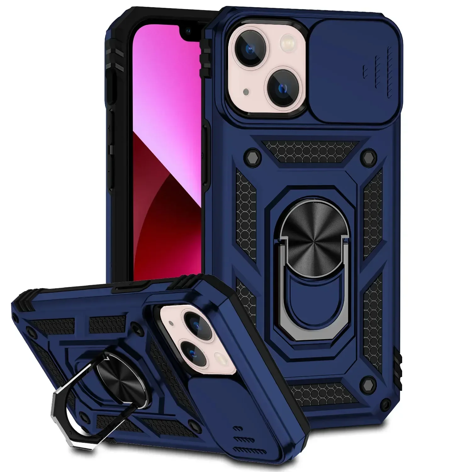 Armor Shockproof Magnetic Ring Stand Case For iPhone 15 14 Pro Max - Image 9