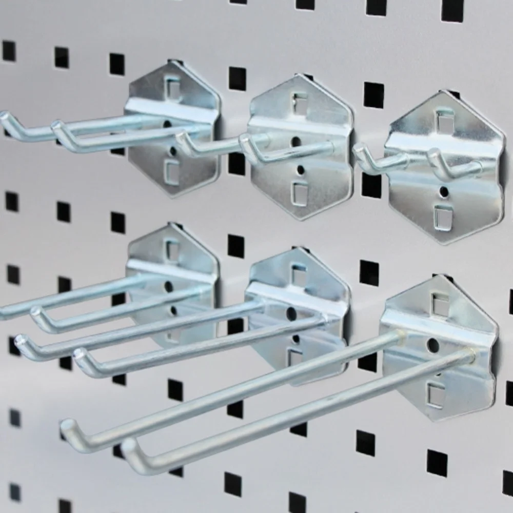 5pcs Pegboard 디스플레이 크로스바 구멍 보드 벽 마운트 팔 하드웨어 선반 도구 보드 줄기 후크 크롬