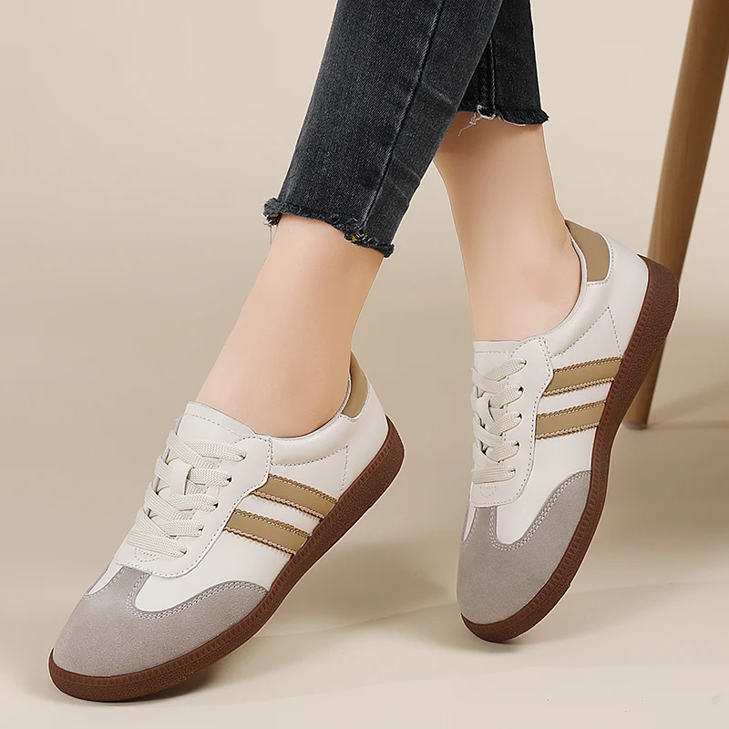 Flat Luxury Shoes Women Spring Autumn Classic Ladies Sneakers Women's Leather Retro Low Cut Lace-up Casual Shoes women oxford shoes