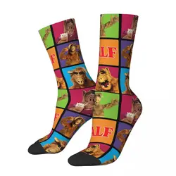 Funny Crazy Sock for Men Gordon Squares Hip Hop ALF The Animated Series Breathable Pattern Printed Crew Sock Casual Gift