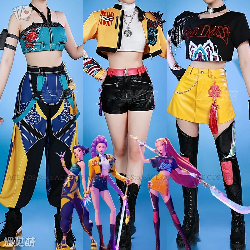 K-Pop Mira Rumi Zoey Demon Hunters Mira KPop Cosplay Costume Black Gold Song Dress Skirt For Girls Group Halloween Party Outfit