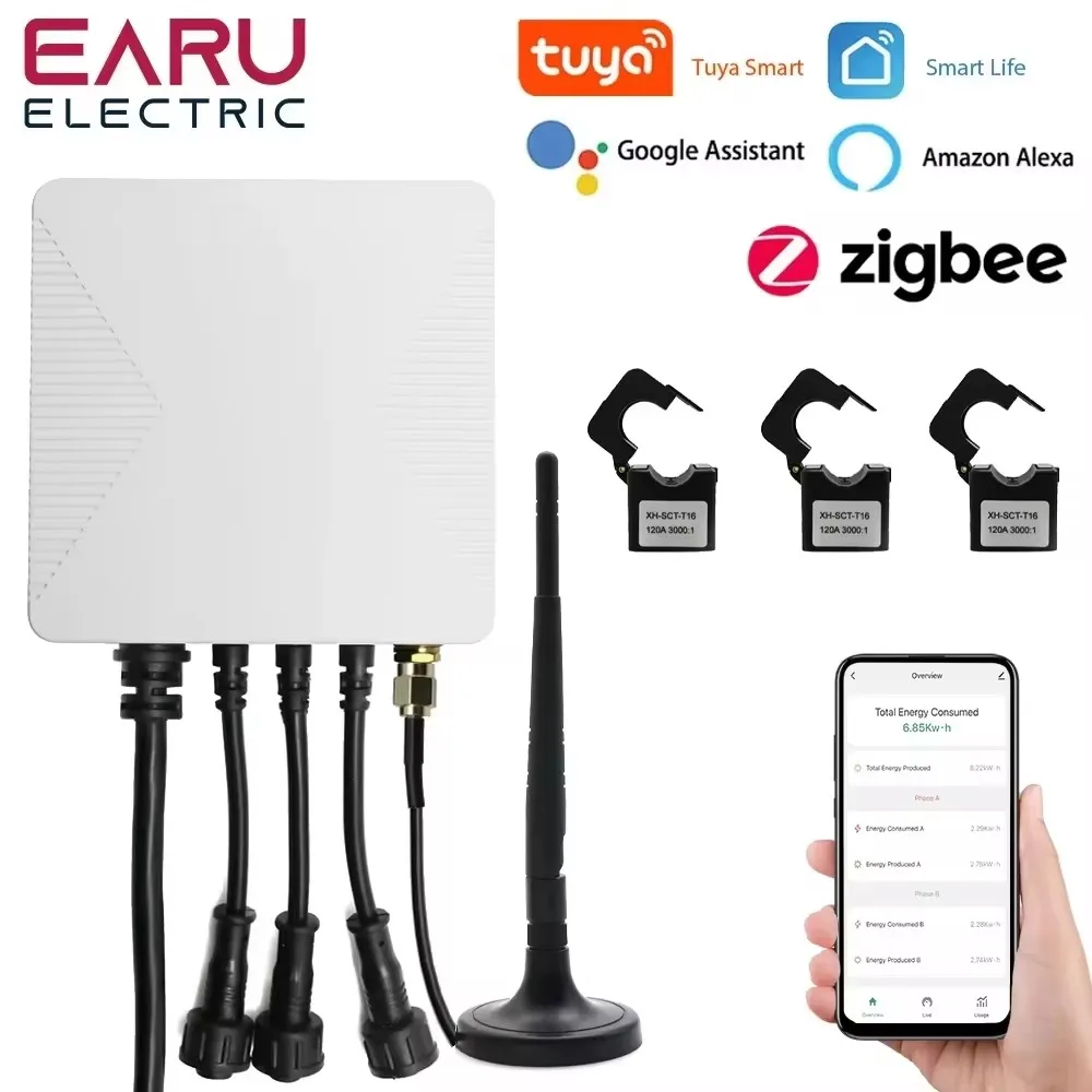 Tuya smart clamp energy meter with display and clamp cables