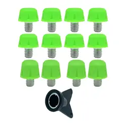 12Pcs Portable Screw-In Football Boot Studs with Wrench for Athletic Shoe Replacement (Green)