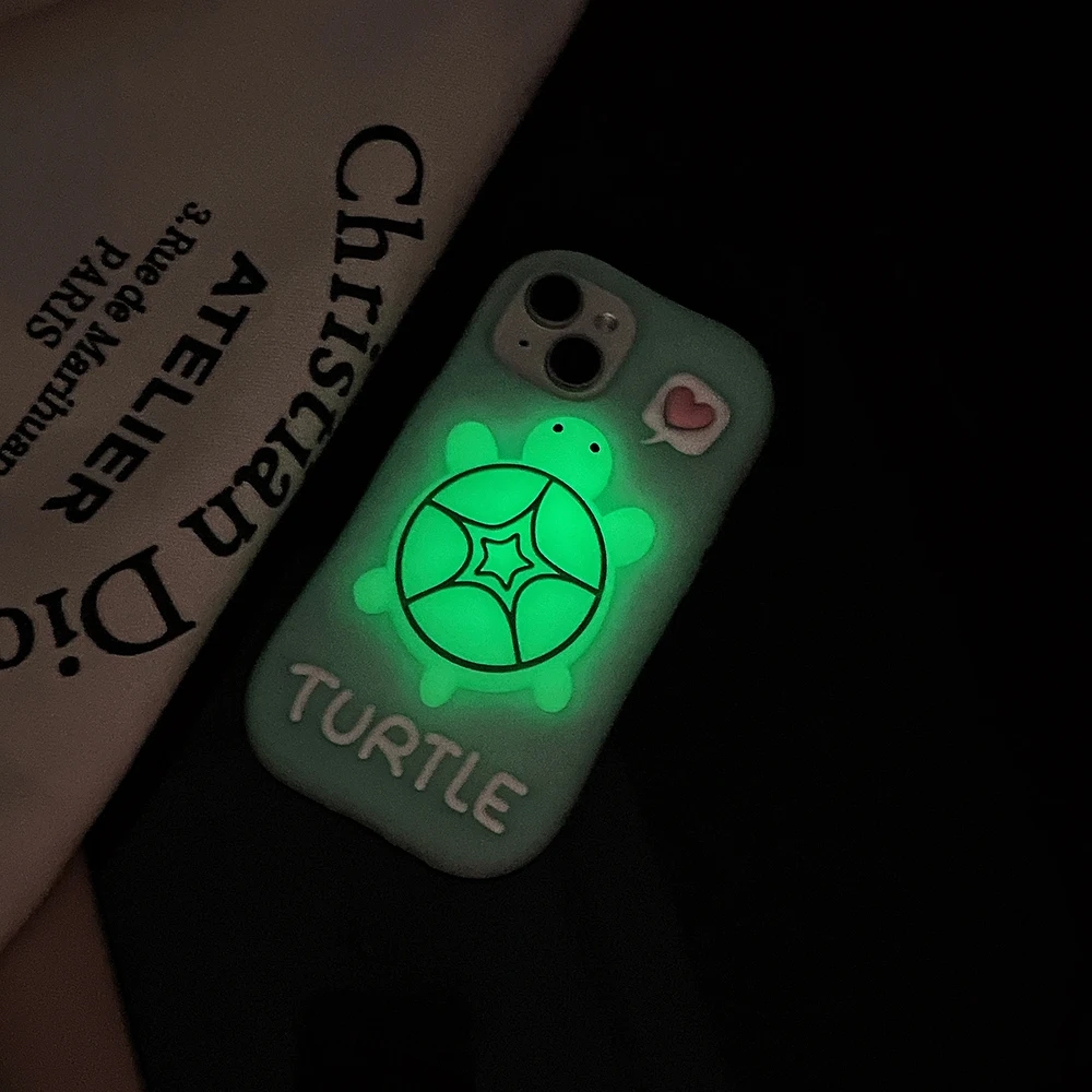 Luminous 3D Turtle Soft Silicone Glow-in-the-Dark Phone Case Holder