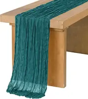 Semi-Sheer Table Runner Blue Cheesecloth Gauze Tablecloth Setting Wedding Dining Party Christmas Banquets Baby Shower Decoration 5