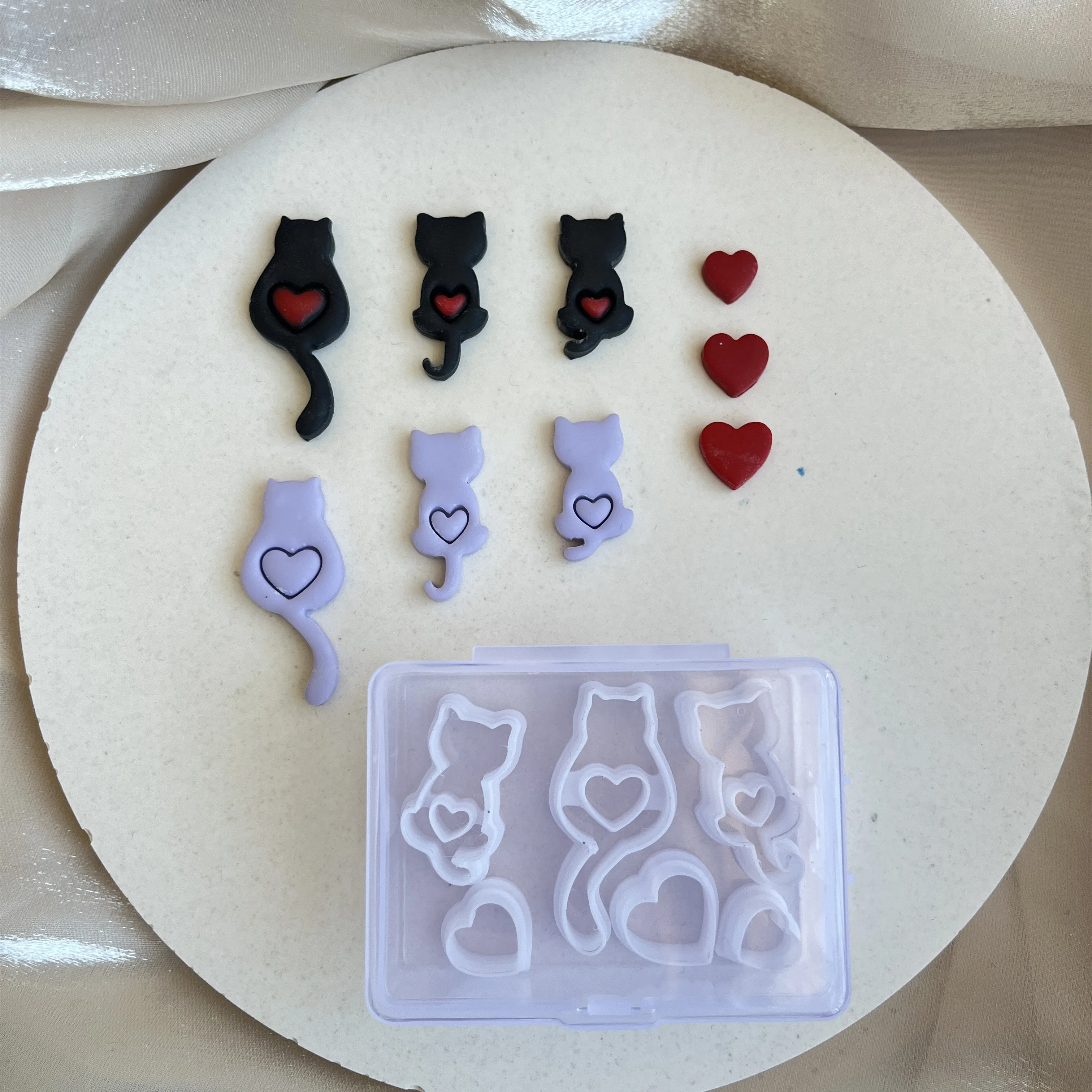 Valentine's Day Kitten Heart Series Heart-shaped Polymer Clay DIY Cutter For Earrings Jewelry Pendant Making polymer clay cutter