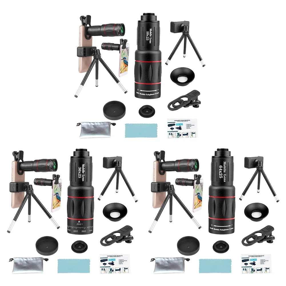 18X Telephoto Phone Lens with Tripod Universal External Zoom Camera Lens Long Focus Telephoto Lens for Picture Video Taking