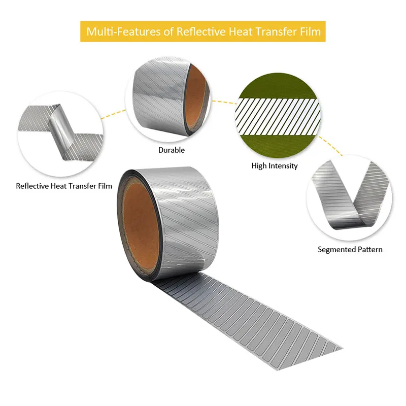 VOOOFENG Segmented High Intensity Reflective Transfer Film Vinyl Iron on Clothes Bags T-Shirts For Safety Mark RS-722-DH