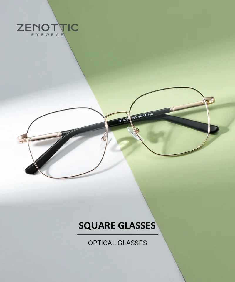 ZENOTTIC Sophisticated Damen-Brillengestell aus quadratischem Metall, langlebiges Legierungsmaterial, polierte Oberfläche für einen raffinierten Look – Detail 1