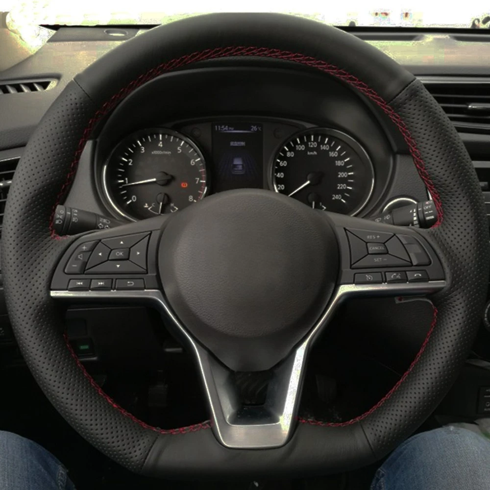 Steering wheel cover Car Steering Wheel Cover DIY Artificial Leather For Nissan X-Trail Qashqai March Serena Micra Kicks-Altima Teana