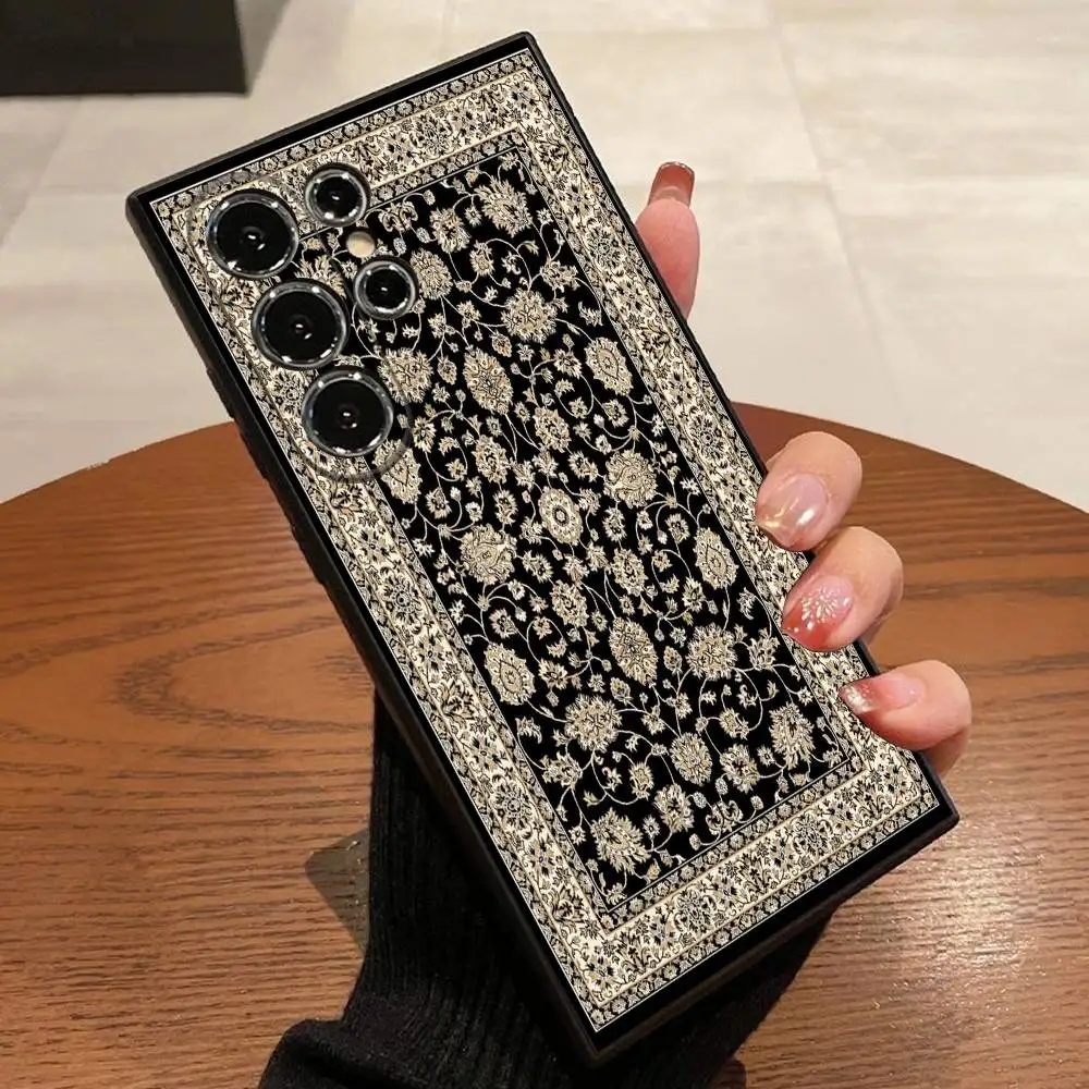 Black Persian Carpet Floral Pattern Phone Case Cover