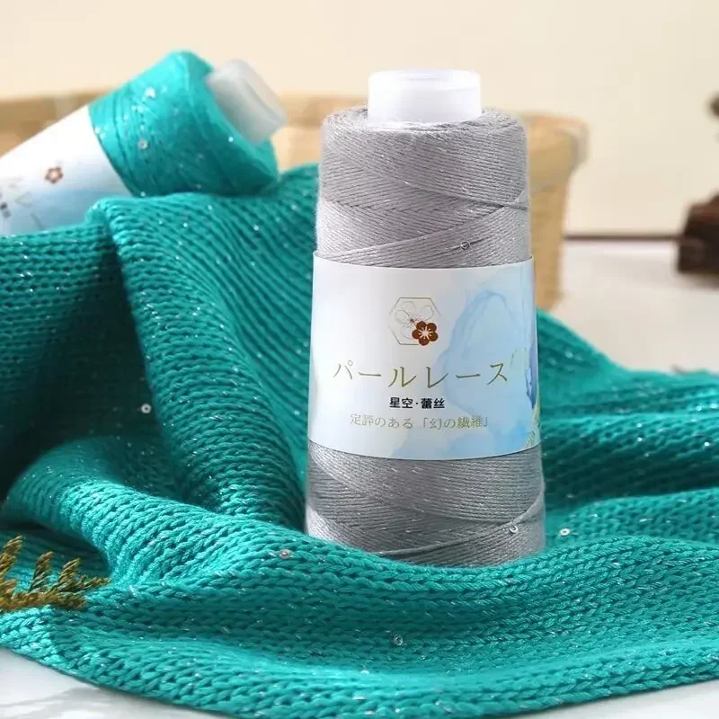1 pcs Cotton Lace with Sequin Yarn Linen Hand Woven Crochet Hollow Summer Shawl Hat Jacket Yarn Thread 50g 면실 пряжа 뜨개실 5