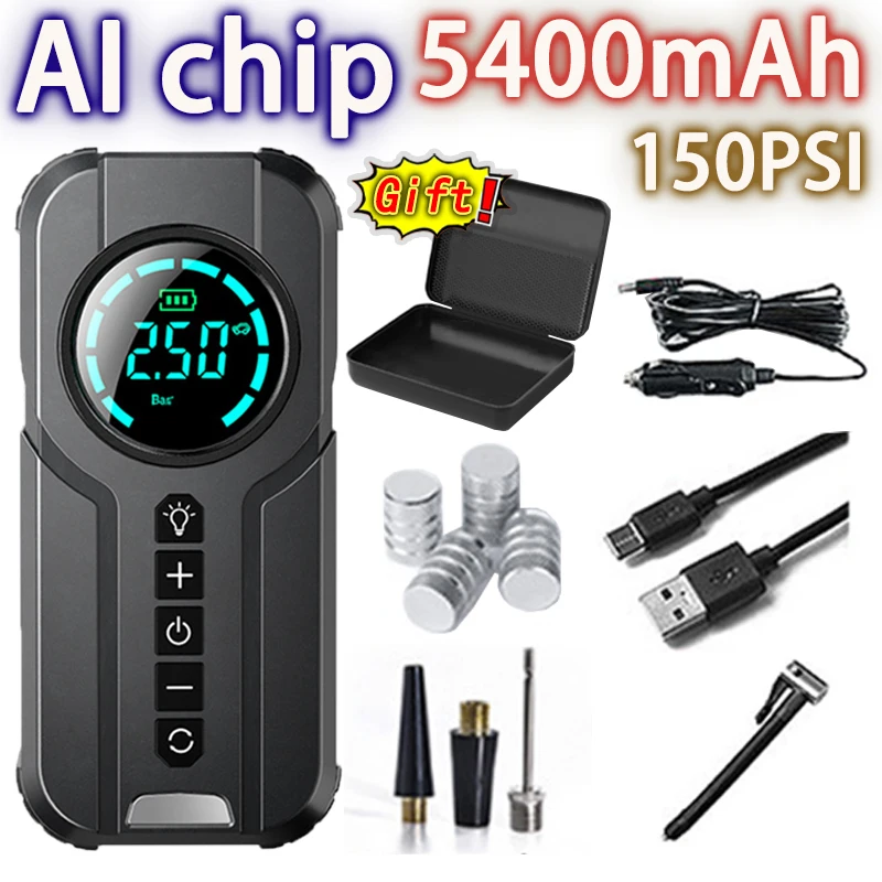 

150PSI Air Compressor Tire Inflator Portable Air Pump for Car Tires 12V DC Auto Tire Pump Digital Pressure Gauge