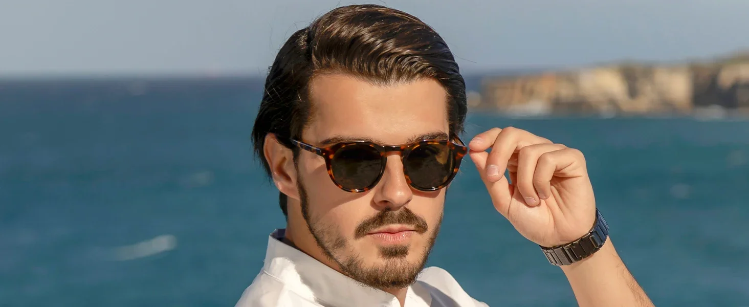 BLUEMOKY Sonnenbrille, polarisiert, rund, Vintage-Stil, Acetat, für Herren und Damen, UV400-Schutz, Premium, beliebter Trend – Detail 1