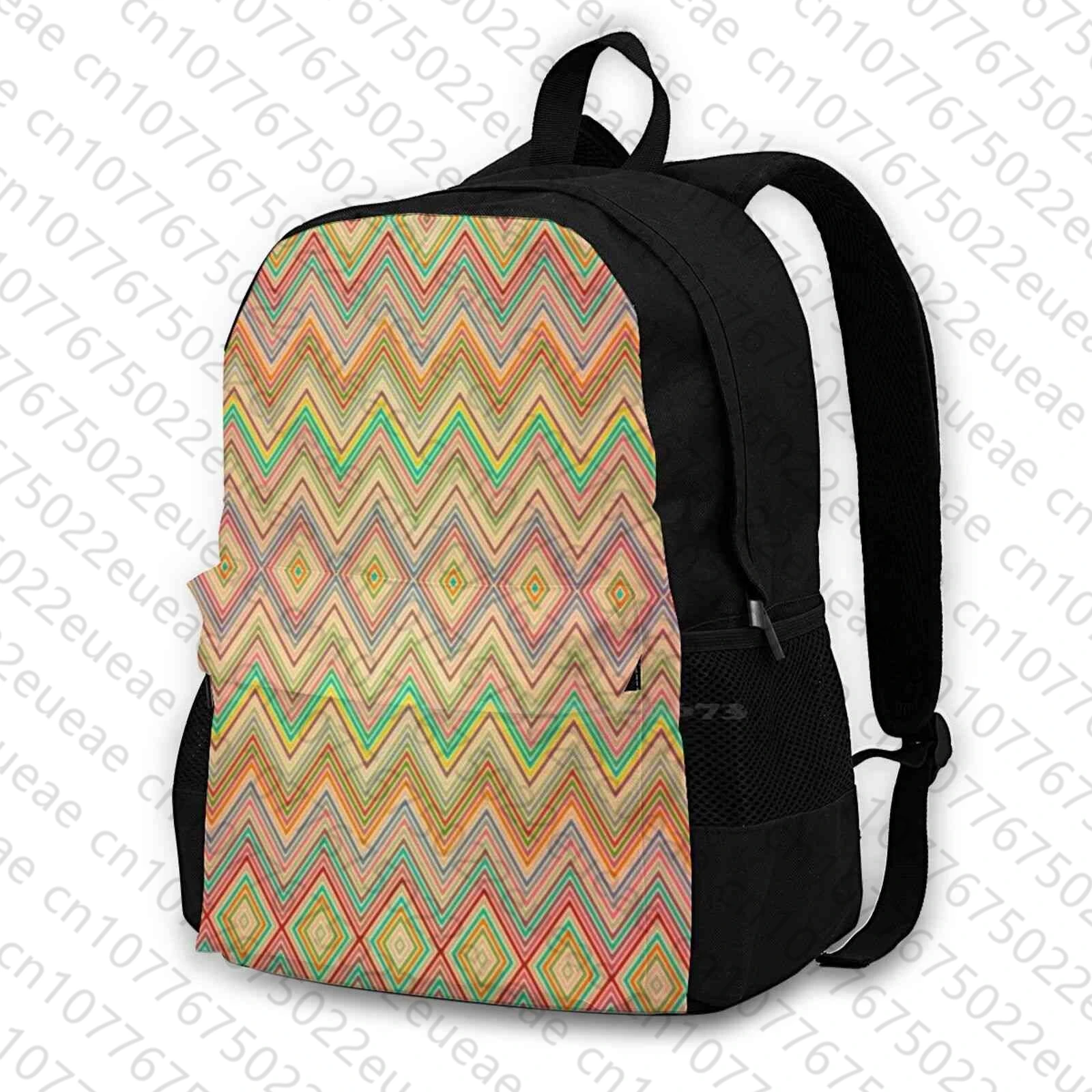 Zig Zag Pattern Teen College Student Zaino Borse Da Viaggio Per Laptop Designer Geometrico Costoso Home Fashion Color Pastel