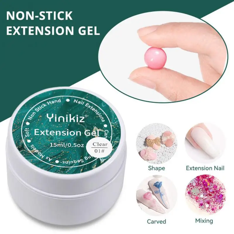 Non Stick Hand Nail Extension Gel Solid Gel Nail Polish Carving Flower Varnish Rhinestone Glue Art 15ml