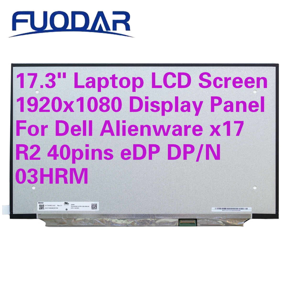 

ЖК-экран для ноутбука 17,3 дюйма 1920x108 0, панель дисплея для Dell Alienware x17 R2, 40-контактный eDP DP/N 03HRM